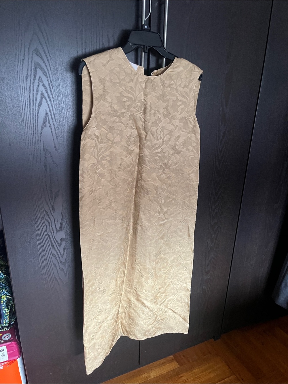 Sleeveless Jacquard Midi Dress in Tan